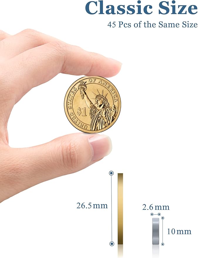 SMARTAKE 45 Pcs Refrigerator Magnets, Small Round Fridge Magnets, Multi-Use Premium Neodymium Office Magnets for Fridge, Whiteboard, Billboard in Home, Kitchen, Office and School (Grey)