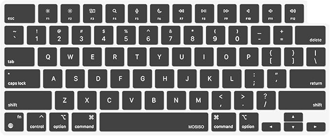 MOSISO Keyboard Cover Skin Compatible with MacBook Air 15 inch M3 A3114 M2 A2941/Air 13.6 A3113 A2681/Pro 14/16 M4 M3 M2 M1, Space Gray
