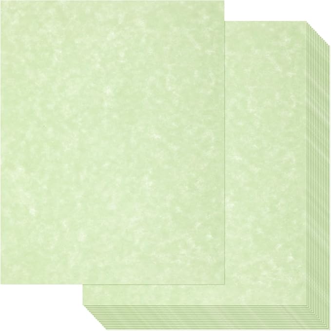 Epakh 200 Sheets Old Age Parchment Paper 8.5 x 11 Inch Standard Letter Vintage Colored Old Parchment Semblance Double Side Printing Paper (Green)