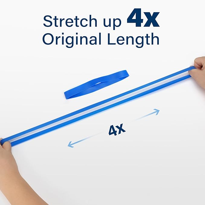 LotFancy Large Rubber Bands, 30Pcs Size #107 Big Wide Elastic Bands, Heavy Duty Blue Long Rubber Bands for Office Supplies