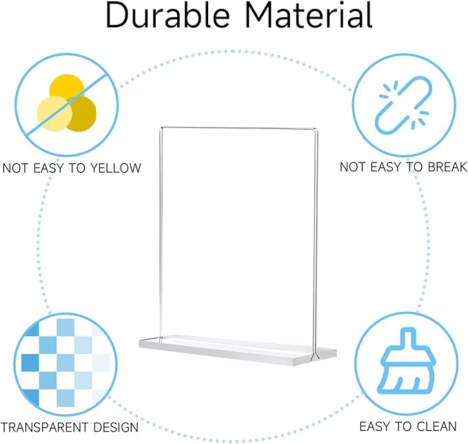 Acrylic Sign Holder 8.5 x 11,Vertical Double-Sided Acrylic Stands for Display,T Shape Clear Table Sign Stands,Menu Flyer Holder Desktop Display Stand for Home Restaurants Offices Store(6 Pack)