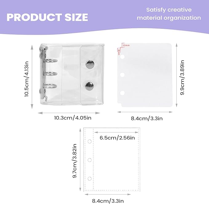 Clear Paper Binder - Photo Collecting Book - Portable Sticker Book - for Journal Cards Receipts Tickets Small Accessories Students Teachers Office Professionals Administrative Staff School