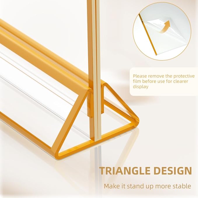 Acrylic Sign Holder 5x7 Gold Picture Frame Clear Acrylic Frames Display Stand Double Sided Table Menu Holders for Wedding Table Numbers Restaurant Photos (8 pcs)