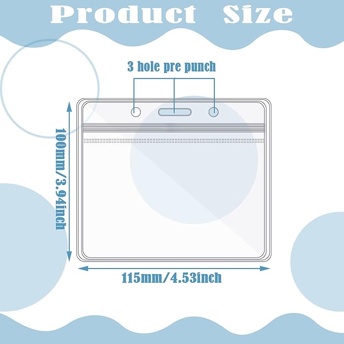 Zonon 150 Pcs Name Badge Holders Clear Plastic ID Card Name Tag Holders Badge Sleeves Horizontal Waterproof Transparent PVC Sleeve Cover Pouch for Office School Travel(4.53 x 3.94 Inch)
