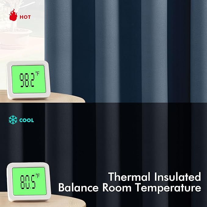 MIULEE Stone Blue Blackout Curtains for Bedroom Living Room 84 Inches Long 2 Panels, Thermal Insulated Room Darkening Drapes Solid Grommet Top Noise Reducing Light Blue Window Treatments 40x84 Inch