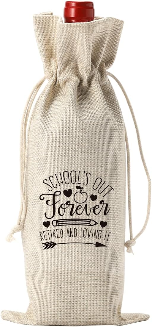 Funny Teacher Retirement Gifts for Woman Men Happy Retirement Party Decorations Retired Leaving Gifts for Teacher Teacher Appreciation Gifts Teacher Wine Bag