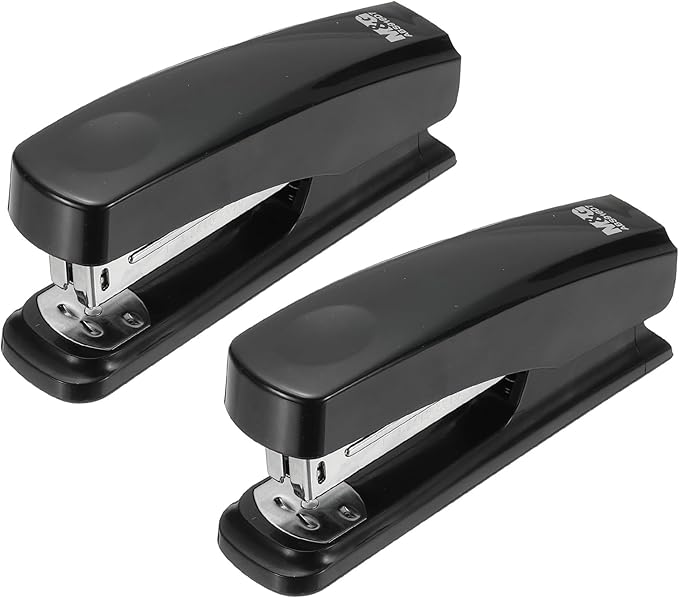 M&G Office Desktop Stapler, 25 Sheet Capacity Basic Staplers Jam Free Standard Stapler Office Accessories Supplies with Two Binding Modes for Home Office Classroom, Black, 2 Pcs