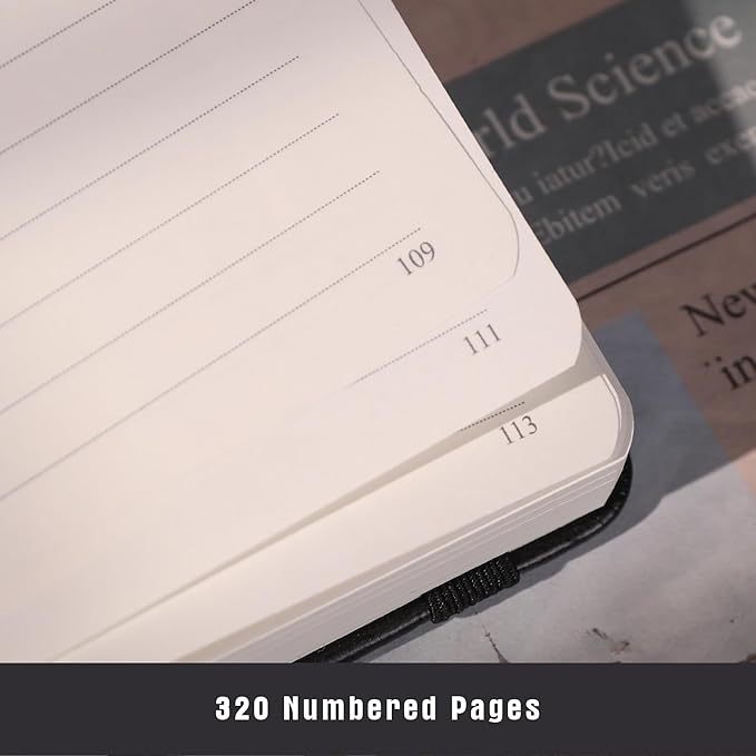 TIEFOSSI Lined Journal Notebook for Women Men, Leather Journal with Pen, A5 Evil Eye Hardcover Notebook for Work, Journaling, Travel & School, 100 GSM Thick Paper, 320 Numbered Pages, 6.2 x 8.3 in