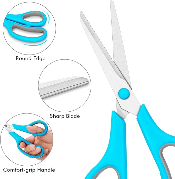 30 Pack Scissors Bulk, 8 Inch Sharp Scissors All Purpose for Office School Classroom, Shear Fabric Sewing Craft Cutting Paper for Adults Teachers Students, School Supplies for Right/Left Handles