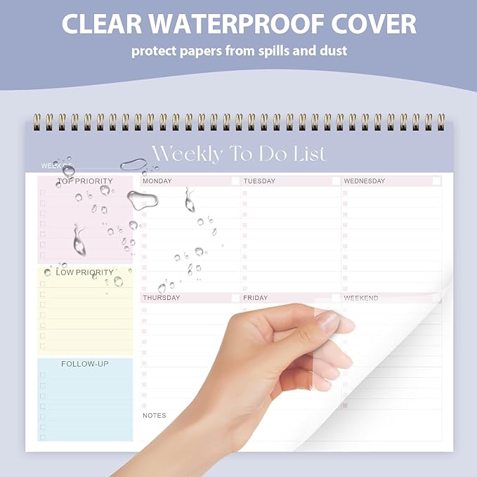 Weekly To Do List Notepad, Undated Planner with 52 Sheets (8.5''x11''), Desk Weekly Planner for Women & Man, Home School & Work (Purple)