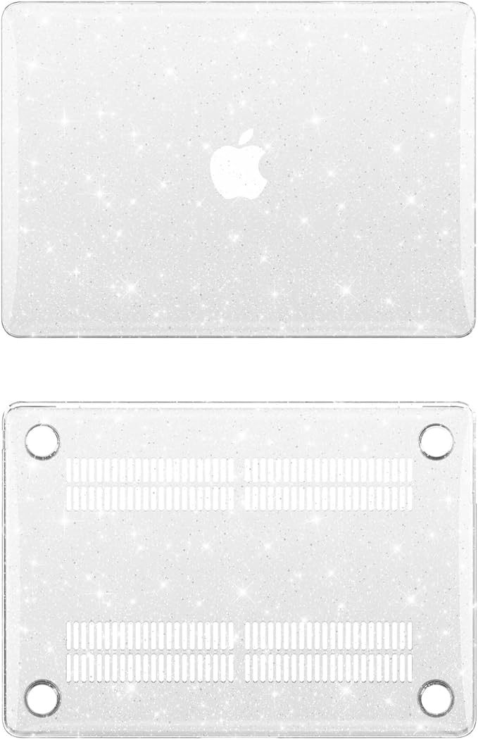 KEROM Clear Glitter Case for MacBook Pro 14 inch 2025-2021 M5 M4 M3 M2 M1 Chip A3434 A3112 A3185 A3401 A2918 A2992 A2779 A2442, Shiny Bling Sparkle Plastic Hardshell & Keyboard Cover, Glitter Clear