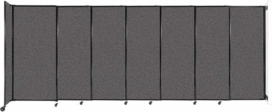 Wall-Mounted Sliding StraightWall Room Divider | Adjustable Widths | Locking Wheels | Room Separator | Up to 15'6" Wide x 6' Tall Charcoal Gray Fabric Panels