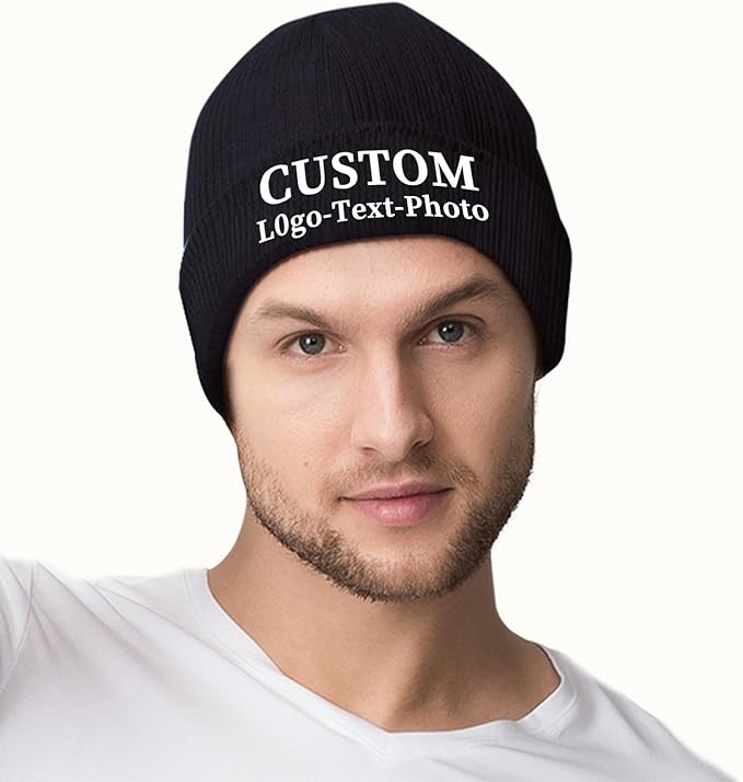 Custom Beanie for Men Women Bulk Custom Winter Hat Beanies with Logo Text Image Personalized Knit Hats Gifts for Business