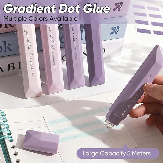 4-Pack Strong Double Sided Tape Roller, 0.23in x 16.4ft Adhesive Tape Glue for Gift Wrapping, Junk Journals, Paper Crafts, Essential Scrapbooking Supplies, Photo Mounting, School Office (Blue)