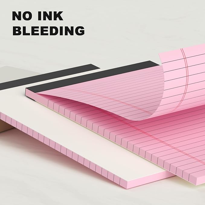 5pcs Colored Note Pads 5x8 College Ruled Small Legal Pads Paper Notepads 5 Pack Study Back Writing Pads 5 x 8 Paper Pads Perforated Narrow Ruled Pads of Paper 30 Sheets/Pack