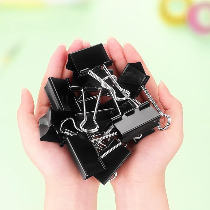 ZZTX Large Binder Clips Paper Clamps Clips Black, 1.6 Inches, 12 Pack