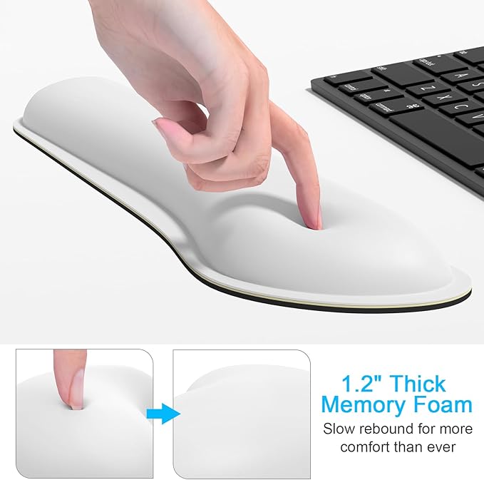 Dapesuom Keyboard Wrist Rest Set, Cute PU Leather Wrist Cushion for Computer Keyboard and Mousepad, Memory Foam Mouse Pad Rests Support with Non-Slip Base for Typing Pain Relief, Laptop, Ivory White