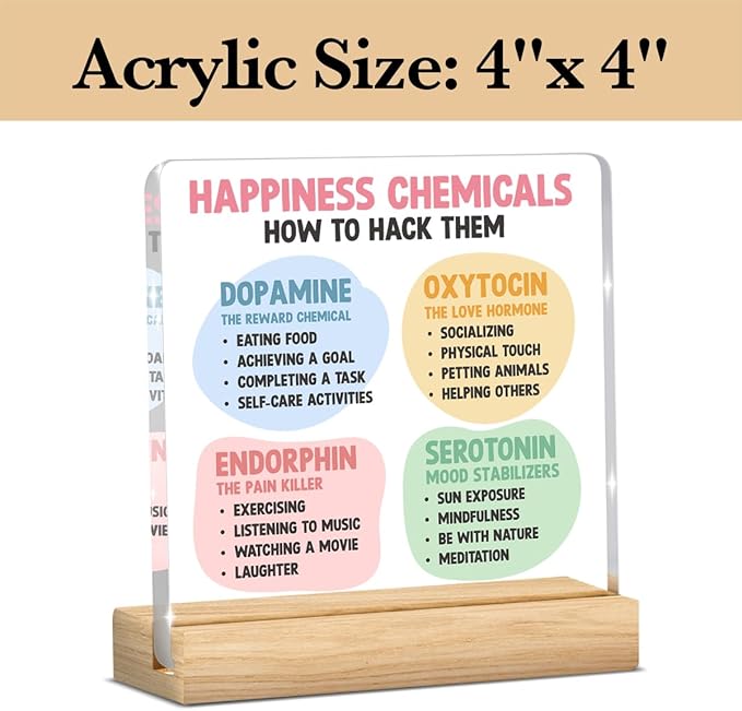 Therapy Office Desk Decor, Mental Health Decoration, School Counselor Gifts, Gifts for Women Psychologist Counselor Therapist, Halloween Christmas Gift Happiness Chemicals Acrylic Sign