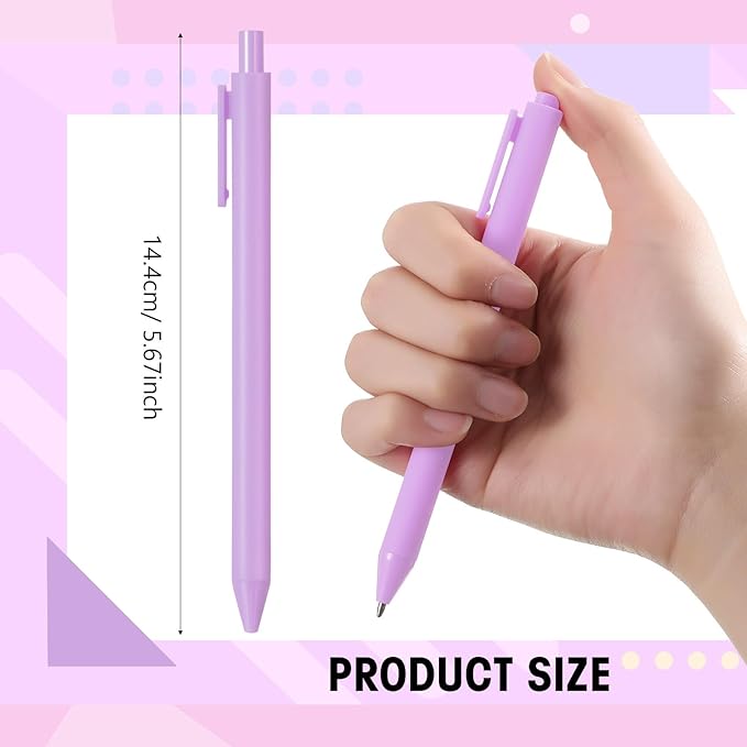 Fulmoon 50 Pcs Ballpoint Pens Bulk Retractable Comfortable Writing Pens Cute Back to School Supplies in Medium Point 1.0 mm for Teacher Student Bridal Shower Baby Shower (Light Purple)