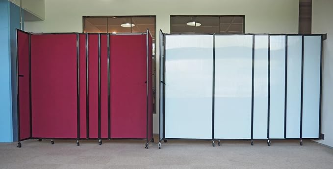 Wall-Mounted Sliding StraightWall Room Divider | Adjustable Widths | Locking Wheels | Room Separator | Up to 7'2" Wide x 6'10" Tall Cloud Gray Fabric Panels