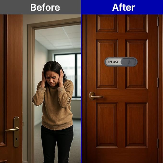 GEEKBEAR In Use Available Slider Door Sign for Home Office - Premium MDF, 7.5 x 2.2 in (Brown)