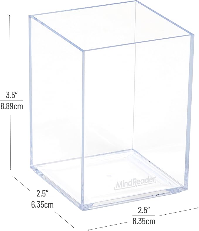 Mind Reader Pen Cup, Accessory Holder, Desktop Organization, Office, Acrylic, Clear