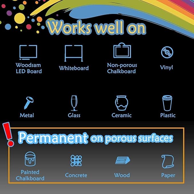 White Liquid Chalk Markers Set, Pack of 10 White Chalkboard Paint Pens with 12 Chalkboard Labels, 5 Stickers, Perfect for Chalkboards, Bistro Boards, Glass and Metal