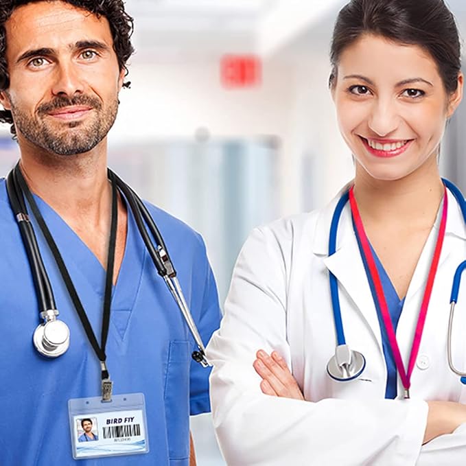 4x3 Name Tags Badge Holder with Lanyard 50 Pack Waterproof Horizontal ID Badge Holder and 50 Pcs Lanyards Nametag for Conferences, Events, and Meetings (Green, 4 X 3 inches)