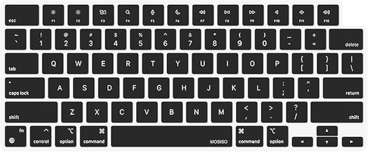 MOSISO Keyboard Cover Skin Compatible with MacBook Air 15 inch M3 A3114 M2 A2941/Air 13.6 A3113 A2681/Pro 14/16 M4 M3 M2 M1, Black