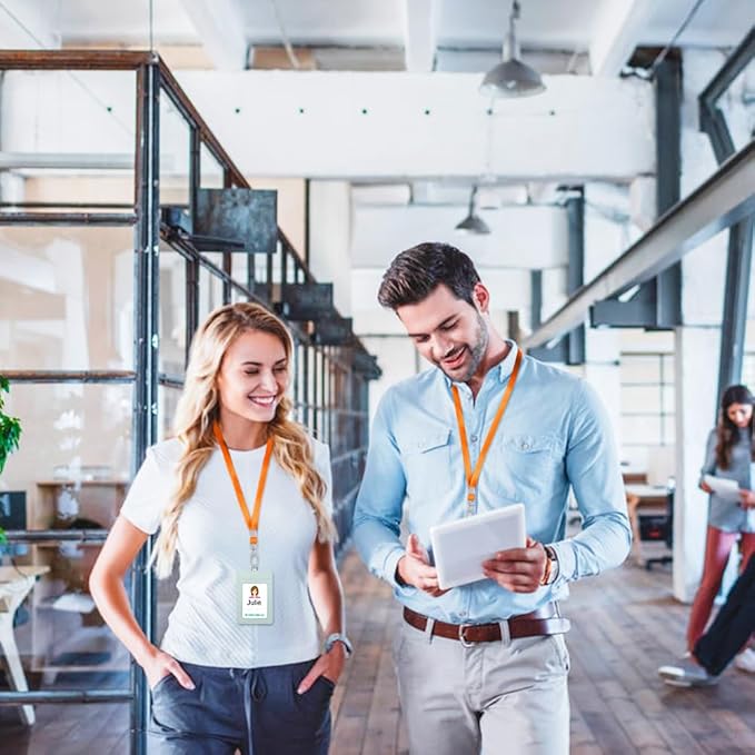 50pack Lanyards for Id Badges Holder Bulk Lanyard with Clip Swivel Hooks for Name Tag ID Badge Holder,Students, Employees (50, Orange)