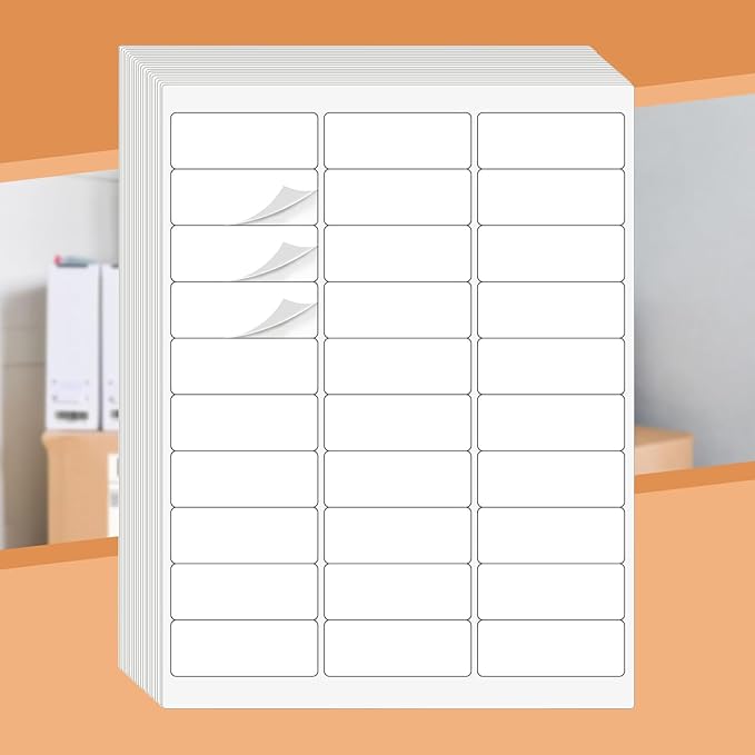 30-up 1" X 2-5/8" Address Mailing Labels for Laser and Inkjet Printers, 500 Sheets SKU Product Labels (75000 Labels)