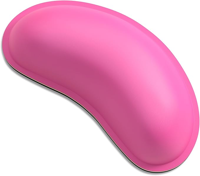 Dapesuom Mouse Wrist Rest, Ergonomic Memory Foam Mouse Wrist Support, Leather Hand Rest Pad Cushion for Gaming, Office, Laptop, Wireless Mouse, Men, Women, Pain Relief & Easy Typing, Hot Pink