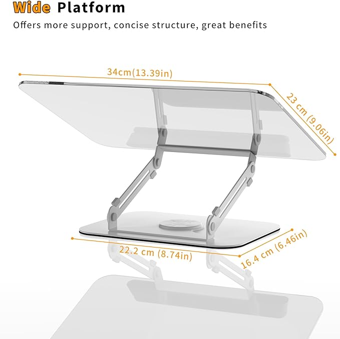 Acrylic Book Stand for Reading,Adjustable Holder with 360° Rotates Base & Page Clips,Foldable Desktop Ricer for Cookbook,Music Scores,Laptop,Tablet,Recipe,Textbook,Magazines