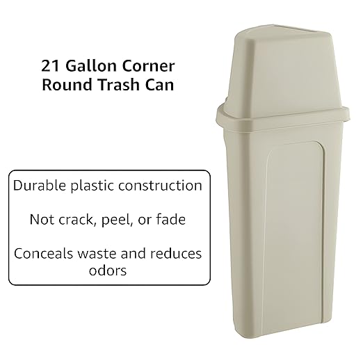 Recycling Bin with Push Door Lid, 21 Gallon Corner Round Trash Can, Crack-Resistant, Commercial Durable Garbage Can, Reinforced Bottom, Ideal for Home, Kitchen, Bar, Hotel, Restaurant, School