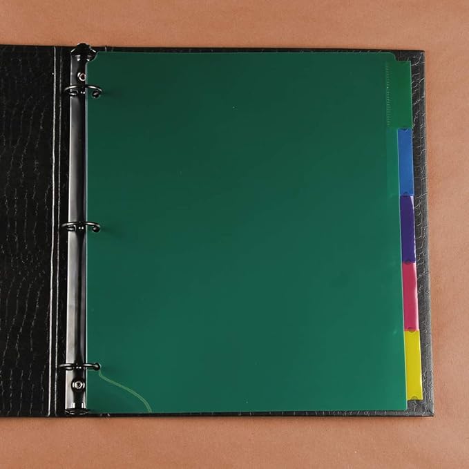 JAM PAPER Plastic Index 5-Tab Dividers - 9 3/4 x 11 1/2 - Assorted Multi-Color - 6 Packs of 5 Tabs/Set