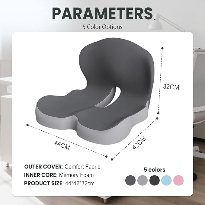 Back and Seat Cushion, 2025 New Ergonomic Non-Slip Memory Foam Seat Cushion with Back Support, L-Shaped Breathable Seat Cushions for Car, Office, Home (Blue)