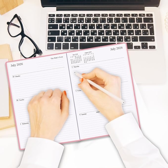 Planner 2026-2027 - 18 Months (Jan 2026 - Jun 2027) Agenda Planner 5.8" x 8.5", 2026-2027 Weekly & Monthly Planners, Hard Cover, Pink