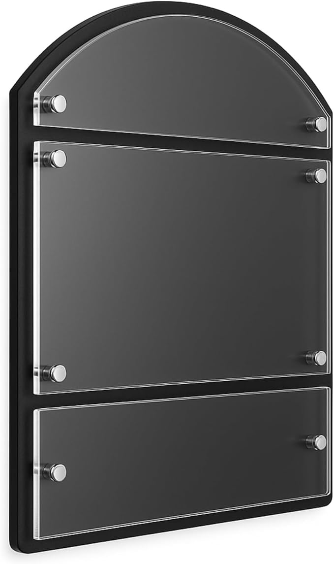 25 x 18.5 Inches Wall Mounted Office Sign Acrylic Directory Sign Office Wall Directory Large Signs Holder 6 Panels Black Backing for Restaurant Church Poster Frame Easy Install Board