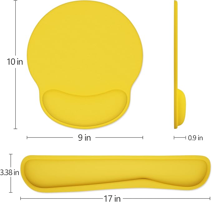 Dapesuom Keyboard Wrist Rest and Mouse Pad with Wrist Support, Cute Memory Foam Cushion for Keyboard and Mouse Set, Desktop Pad Rests with Non Slip Base for Easy Typing & Pain Relief, Apricot Yellow