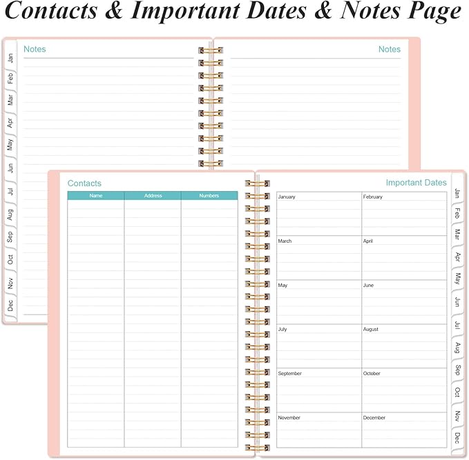2026 Planner - Weekly and Monthly Calendar Planner from Jan 2026 - Dec 2026, Planner 2026 Spiral Bound with 12 Monthly Tabs, Inner Pocket, Perfect for School Office Supplies, 6.4" x 8.5", Pink