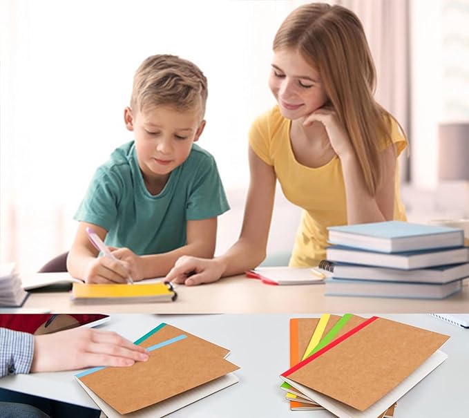 24 Pack A5 Kraft Notebooks Journal Notebook Lined Journal Bulk Writing Diary Subject Notebooks Planner with Thick Paper, 60 Pages, 30 Sheets, 8.3x5.5 inch