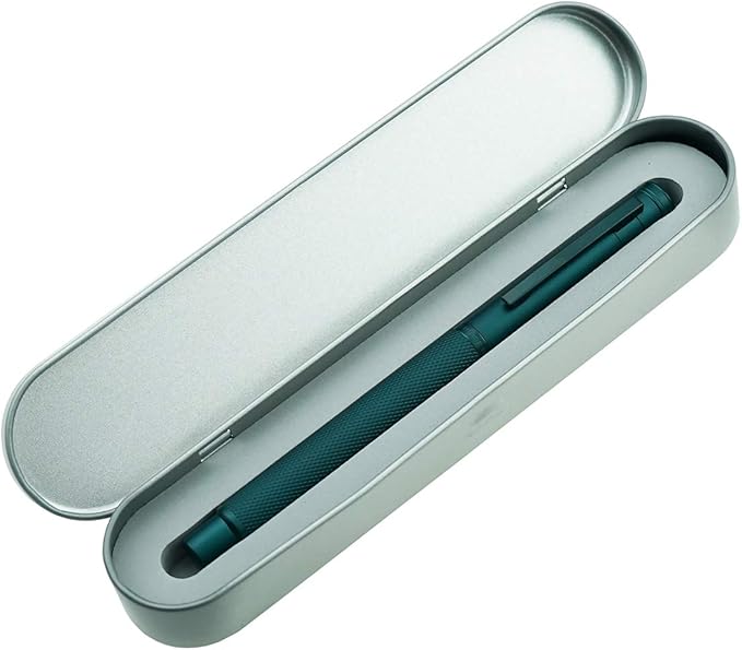 Asvine Dark Green Fude Pen, Bent Nib Fountain Pen Calligraphy (Fine to Broad) with Converter and Metal Pen Case Set