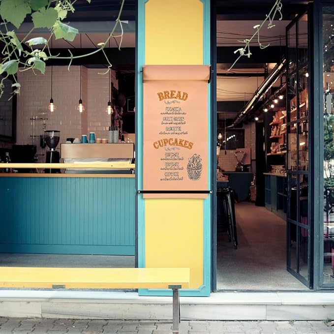 18”Kraft Paper Dispenser Holder Wall Mount, Heavy-Duty Paper Cutter Butcher Paper Dispenser to Do Lists, DIY Drawing, Taking Note, Artwork, Daily Special - Black