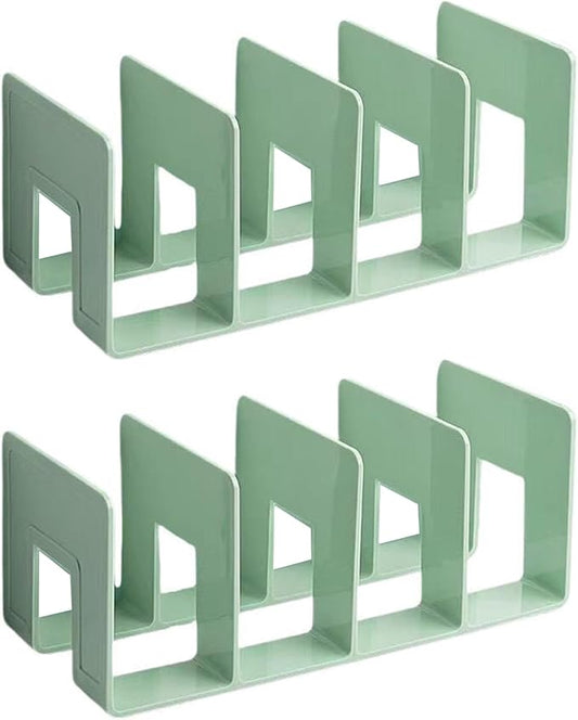 2PCS Acrylic File Organizer for Desk, Desktop Document/Mail Organizer, 4 Compartments Plastics Invisible Bookshelf Floating (12.5" x 5.7" x 5", Green)