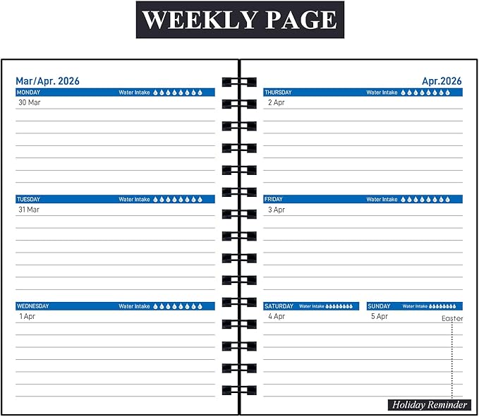 Daily Planner 2026-2027, Weekly and Monthly Planner 2026-2027 Academic Year, January 2026-June 2027 Calendar Planner, 8.2"×5.5", 18 Months, Agenda Book for Teacher, School Student(JAN.2026-JUN.2027 Black)