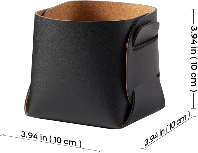 HOMIEAZICOZI 2-Pack Cork Leather Desk Accessories Storage - Pencil Pen Holder - Makeup Brush Holder Organizer - Stylish Addition to Home Decor (Black)