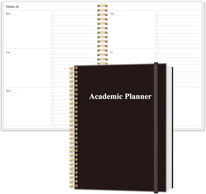 Academic Planner for 2026 or Anytime - 8.5" x 11" Undated Weekly Student Planner For Homeschool, High School, College & Nursing Students, 200 Pages, Black