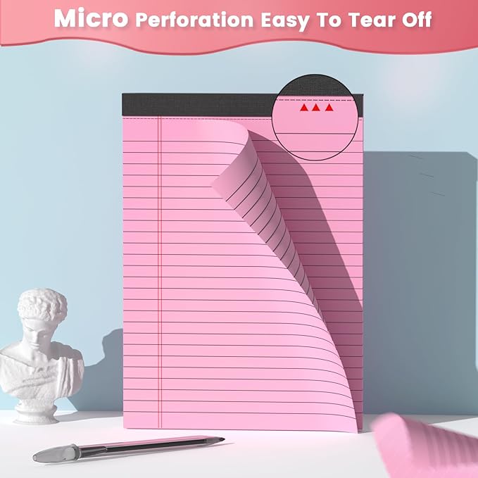 Legal Pads 5x8, College Ruled Paper, Colored Note Pads 5x8, Pink Legal Pad, Purple Notepad, 4 Pack Small Notepads, 30 Sheet/Notepad,Lined Paper with Sturdy Backboard, Note Pad for School,Business,Home