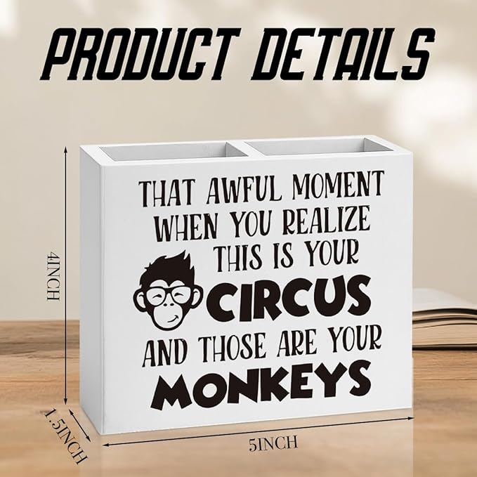 Funny Boss Gifts Office Room Decor for Women Men HR Manager Coworker Friend Employee Wooden Pencil Holder Boss Day Gifts Funny Office Accessories Desk Decor