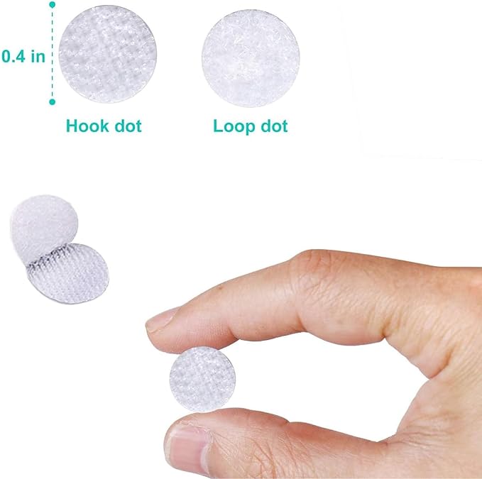 Self Adhesive Dots,1050pcs(525 Pairs) Strong Adhesive 0.39 inch Diameter Sticky Back Hook Nylon, Loop Dots with Waterproof Sticky Glue Tapes, Suitable for Classroom, Office, Home
